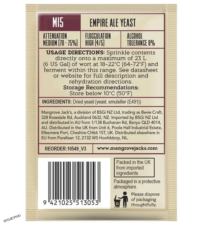 Kvasnice MJ M15 Empire Ale by Mangrove Jack